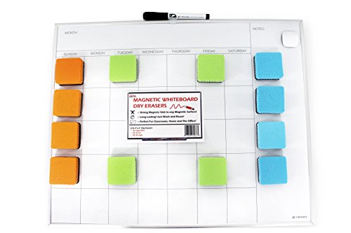 Premium Magnetic Dry Erase Erasers | 12-Pack | Magnetic Whiteboard & Chalkboard Erasers | Dry Erasers for White Boards | Perfect Erasers for the Classroom, Home or Office!