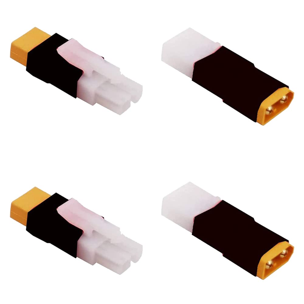 LINSYRC 2pcs XT60 Male to Tamiya Female Connector Adapter and 2pcs XT60 Female to Tamiya Male Connector Adapter for Nicd Nimh Dynamite Pack