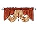 Valarie Fancy Window Valance. 54 x 18 inches. Taffeta Fabric with Soft Satin Swag. Add Some Royal luxruy Accent to Your Home. (Rust)