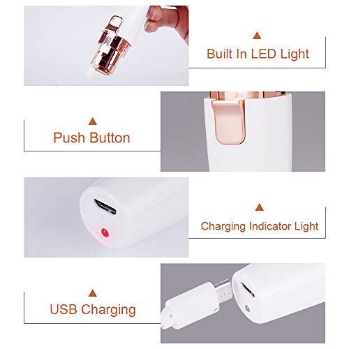 Facial Hair Remover Eyebrow Trimmer for Women, WanderLand 2 in 1 USB Rechargable Painless Hair Trimmer Epilators Electric Shaver