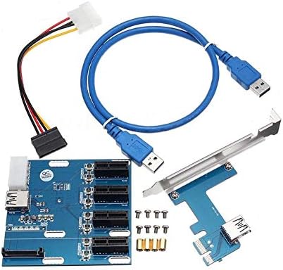 AAAwave PCI-E 1X Expansion Kit 1 to 4 Slots Switch Multiplier Hub Riser Card Adapter with USB 3.0