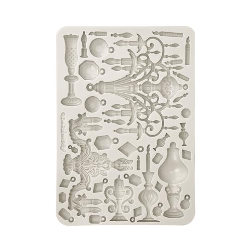 Stamperia - Silicon Mould A5 for Scrapbooking, Bullet Journals and More, Non-Stick Surface, Suitable for Air-Dry Clay, Resin and More, Perfect for Crafts and Gifting (Masquerade, Candle Holders)