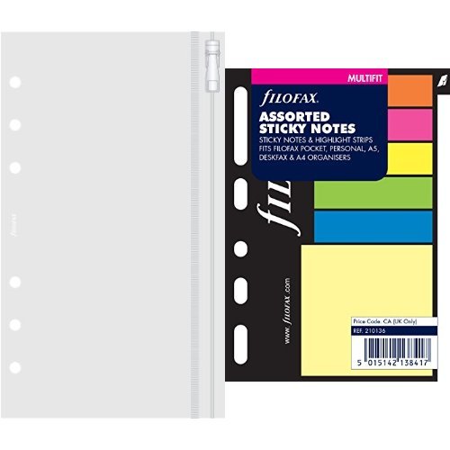 Filofax Personal Zip Lock Envelope and Filofax Personal Small Sticky Notes - Assorted