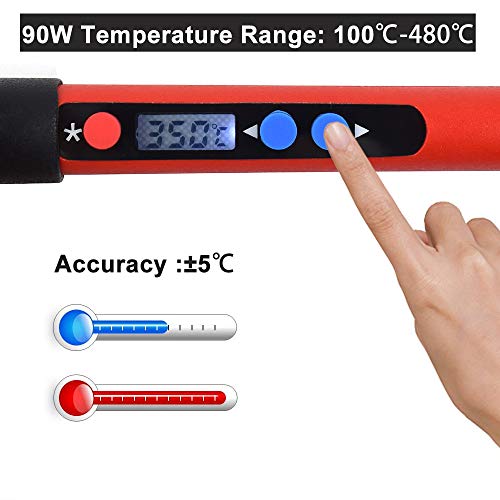 NEWACALOX LCD Soldering Iron Kit with Thermostatic Digital-Controlled and LCD Screen Display, Adjustable Temperature 60W Electrical Solder Gun 110V - Thumbnail 4