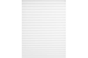 Pleated Blackout Paper Curtains Non-Woven Fabric Cordless Window Shades with Adjustable Clips, Easy Install Self-Adhesive Des