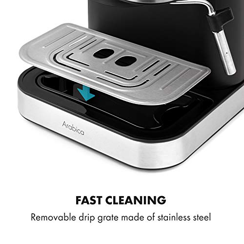 Klarstein 1,5 L Siebträgermaschine für 2 Tasse Kaffee, Mini Espressomaschine mit Milchschäumer, 15 Bar Siebträger… – Bild 8