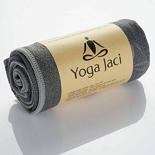 Yoga Hand Towel – Premium Microfiber and Eco-Friendly Materials Edge Stitching – Durable and Long Lasting (Gray, 1 Hand Towel 24″x15″)