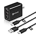 KEAIO Micro USB Cable 6FT with Adaptive Fast Charger, Braided Android Charger Cable 2-Pack + Quick Charge 3.0 Wall Charger Compatible with Samsung Galaxy S7/S6 Edge/J7, Note 5, Tablet, LG, Moto, PS4