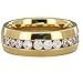8MM Comfort Fit Titanium Wedding Band Gold-Plated Engagement Ring Cubic Zirconia SPJ