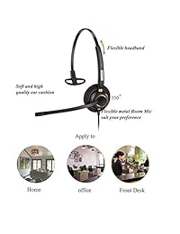 Arama   Auriculares mono de 0.098 in con micrófono de cancelación de ruido y control de volumen para Panasonic Jabra Cisco Polycom Zultys Gigaset DECT Polycom Grandstream