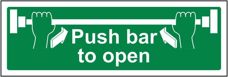 VSafety 22001BJ-S Push Bar To Open Sign 450x150mm Green Self Adhesive