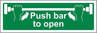 VSafety 22001BJ-S Push Bar To Open Sign 450x150mm Green Self Adhesive