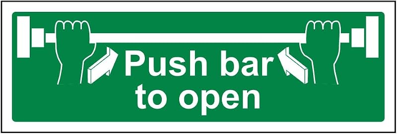 VSafety 22001BJ-S Push Bar To Open Sign 450x150mm Green Self Adhesive