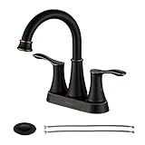 PARLOS 2-Handle Bathroom Sink Faucet High Arc Swivel Spout with Drain assembly and Faucet Supply Lines, Oil Rubbed Bronze, Demeter 13628