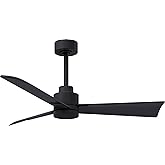 Matthews AK-BK-BK-42 Alessandra Indoor/Outdoor Wet Rated Downrod Mount 42" Ceiling Fan with Remote, 3 ABS Blades, Matte Black