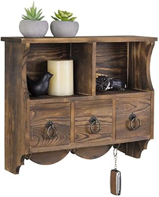 Amazon Com Mygift Wall Mounted Vintage Brown Wood Cubby Shelf