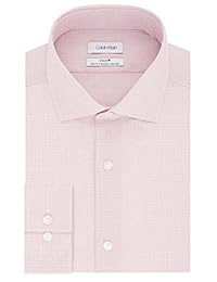Calvin Klein Camisa de vestir para hombre, no necesita planchado, elástica, ajustada, a cuadros
