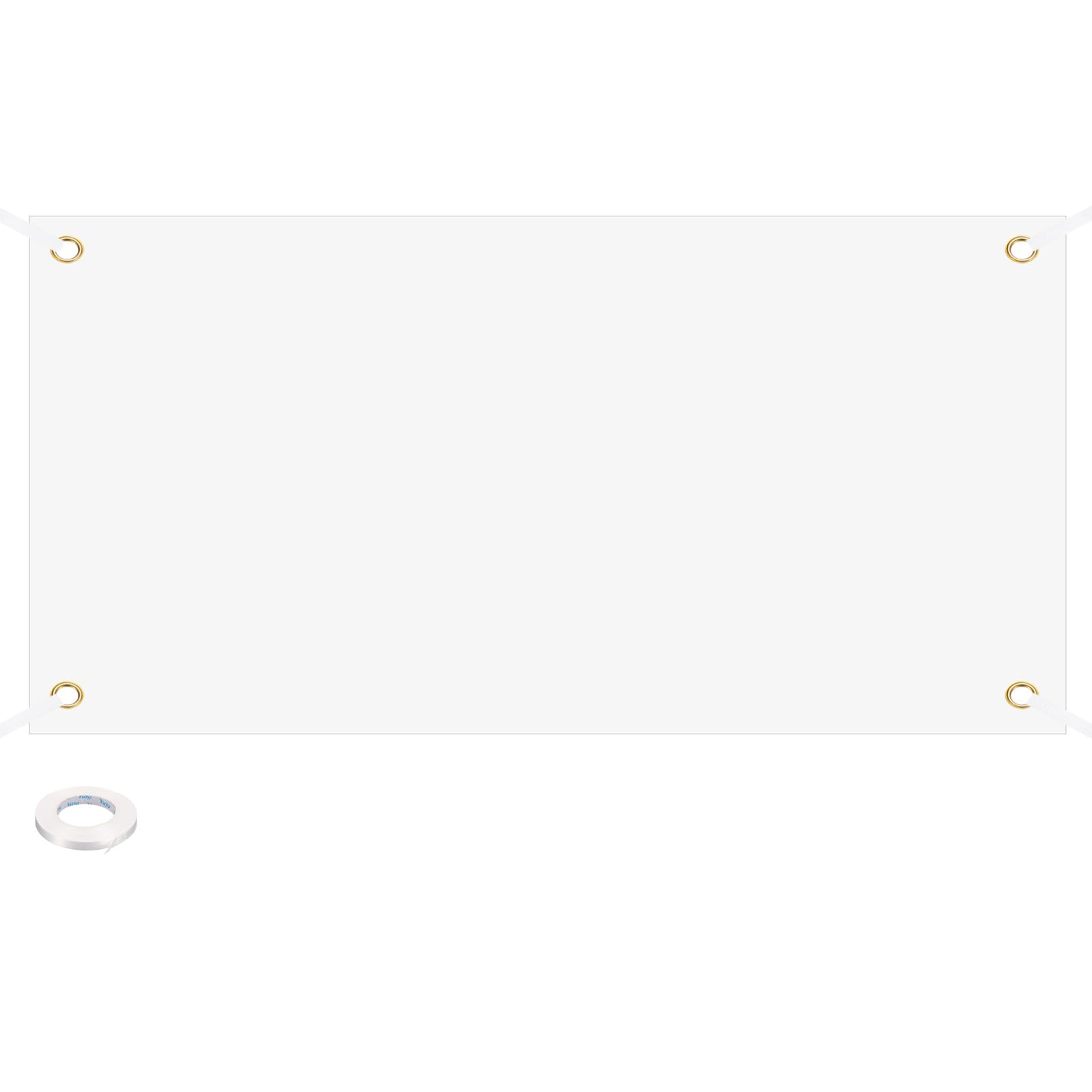 PATIKIL Blank Banners Signs to Decorate 3.3'x6' Sublimation White Banner with Hanging Rope for Business Outside Outdoor Wall, 1 Set