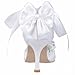 ElegantPark A3202 Women's Pumps Peep Toe High Heel Bow Lace Edge Pearls Ribbon Satin Wedding Party Shoes