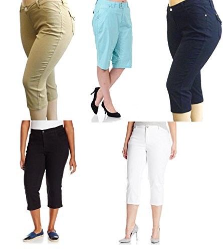 1826 JEANS STRETCHY PREMIUM TWILL CAPRI PANTS HIGH WAIST WOMENS PLUS SIZE PC-687
