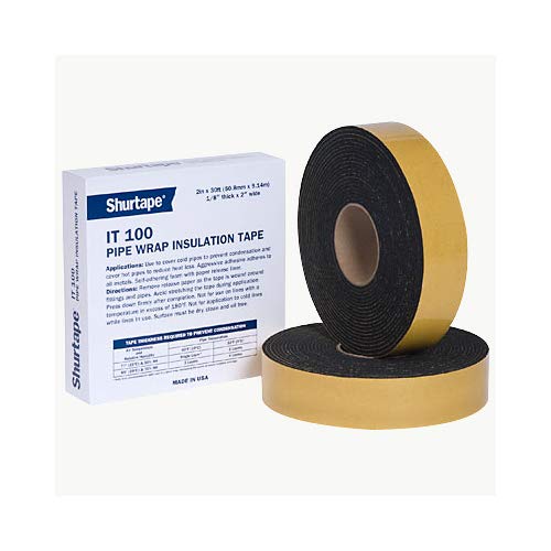 Shurtape IT100 Foam Pipe Wrap Insulation Tape 2 in. x 30 ft. (Black