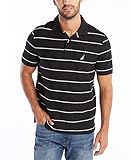 Nautica Men's Stripe Deck Anchor Polo, Black, Small