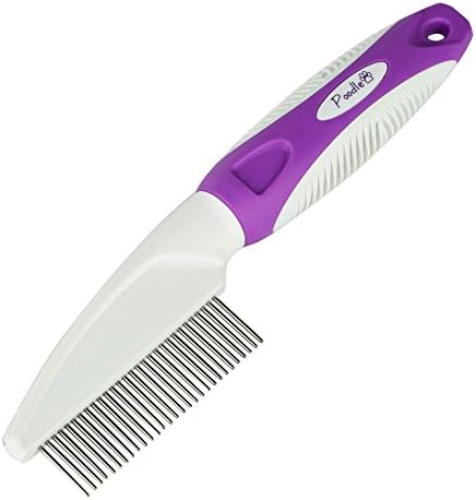 Poodle Pet Rotatable Steel Pin Flea Comb with Handle – Slip-Proof, Safe, Easy to Use, Rotating Teeth Metal Combs for Flea-Free Dogs, Cats & Animals – Best DIY Grooming Supplies