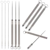 3 Sets Titanium Toothpicks Portable Toothpicks Sets Metal Pocket Toothpick Stainless Steel Toothpick Holder with 3 Cleaning Brushes for Travel Picnic Outdoor Activities