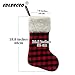 EDLDECCO 20.5 inch Christmas Snowy White Faux Fur Red and Black Plaid Stocking for Holiday Party Decorations Gift-One Piece