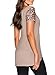 Phoenix Women Khaki Asymmetric Hem Short Sleeve with Sequin Inserts Shirt Top, Khaki, Large