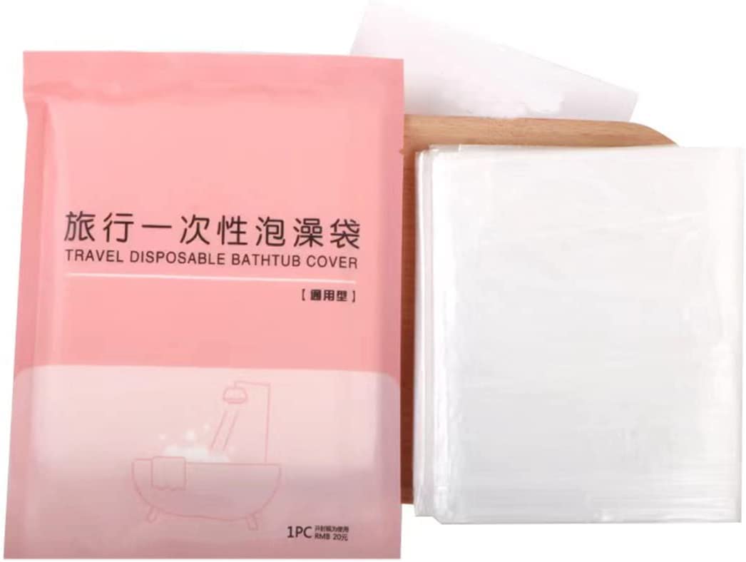 CL-Link 10PCS Large Disposable Film Bathtub Cover Disposable Bathtub Liner Heat-resistant Thickening Bathtub Liner for Household, Travel Hotel Bathtubs, Salon and SPA Useful (260cmx 120cm)