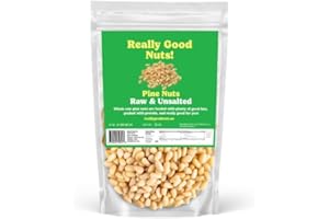 Really Good Nuts! Pine Nuts, 5 lbs (80 oz), Raw, Gluten-Free, Kosher, Raw Nuts, Smooth & Creamy Pine Kernels, Shelled, Unsalted, Unroasted, Oil-Free, Source of Iron, Ideal for Cooking & Baking. Perfect for Pesto!