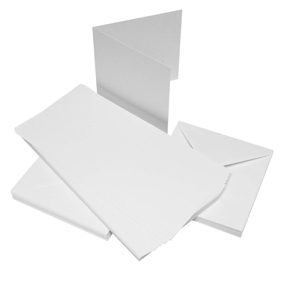 Crafts UK 50 Cards and Envelopes, White, 6 x 6-Inch