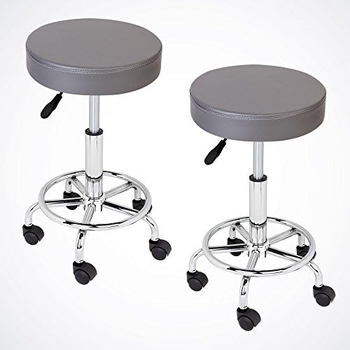 GotHobby 2 Gray Adjustable Tattoo Salon Stool Hydraulic Rolling Chair Facial Massage Spa