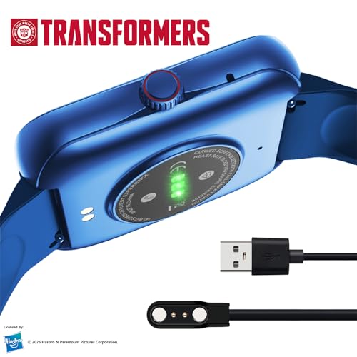 Transformers Reloj Inteligente Niños Hombre Mujeres, 1.83'' HD IP68, Llamadas-Bluetooth, con el Asistente de Voz, Monitoreo de Salud Calorías Sueño Podómetro, Música Notificaciones de Mensajes, Azul