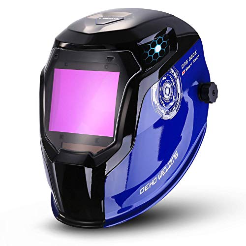 Durable Solar Powered Welding Helmet Auto Darkening Professional Hood with LED Digital Display Accurate Adjustable Shade Range 4/5-8/9-13 for Mig Tig Arc Weld Grinding Welder Mask
