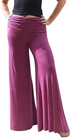 Maya Antonia PLUS Size Palazzo Pants Dark Pink-Bordeaux Wide Leg Extra Long (X-Large)