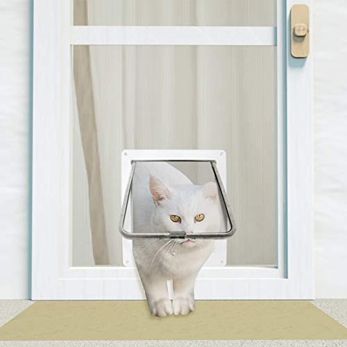 SUCCESS Cat Doors for Exterior and Interior Doors, Pet Door with Magnetic and Automatic 4-Way Locking Flap, Fits Most Door, Wall Sizes, for Large Cats and Dogs, Extra Large(White)