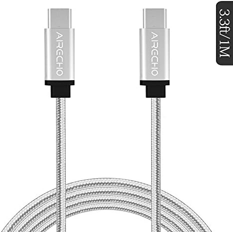 USB-C to USB-C Cable, Airecho 10Gbps USB C to USB C 3.1 Gen 2 ( 3.3ft / 1m) Nylon Braided Fast or Sync Charging Cord for MacBook Pro, Chromebook Pixel, Samsung Galaxy S8 S8+ and more - Silver