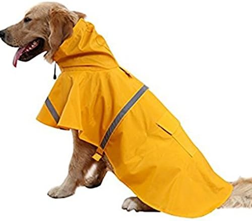 Worderful Large Dog Raincoat Adjustable Pet Waterproof Rain Jacket Poncho with Strip Reflective for Large Dog