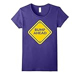 Womens Bump Ahead Pregnancy Announcement Surprise T-Shirt Large Purple