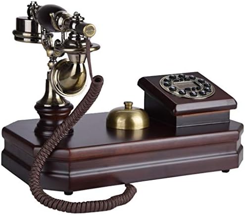 DHSAFG Retro Phone/Solid Wood Body Antique Landline Button/Classic Old Phone, Mahogany Color