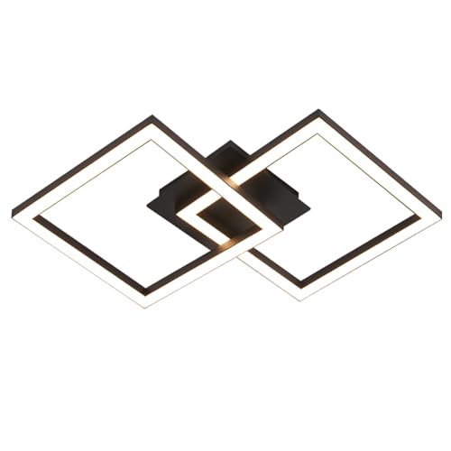 Homefire LED Ceiling Light, Kitchen, 24 W, Kitchen Lamp, Black, Living Room Lamp, Modern Design, Hallway Lamp, Warm White, Hallway, Bedroom Lamp, Square, for Living Room, Bedroom | Living Room Lamp Modern Design Hallway Lamp Warm White Hallway Bedroom Lamp Square Ceiling Lighting for Living Room Bedroom