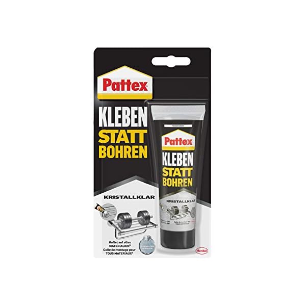 Pattex Kleben statt Bohren Kristallklar, Montagekleber fÃ¼r kristallklare Verklebungen, Baukleber fÃ¼r alle Materialien, Universalkleber fÃ¼r innen & auÃen, 1x90g