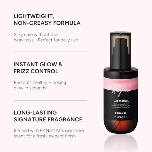 BANANAL 2-in-1 Hair Serum & Perfume Oil - Korean Hair Care, Moroccan Argan Oil & 12 Amino Acids for Dry Damaged Hair, Anti-Frizz Glass Hair Shine, Paraben-Free, Baby Powdery Musk, 3.38 fl oz