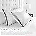 Restorology Genius Pillow (2-Pack) - Hotel Quality Plush Cooling Gel Fiber Filled Pillow with Sateen Gusset - Hypoallergenic - Queen