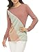 Allegra K Women Round Neck Long Sleeves Color Block T-Shirt Pink M