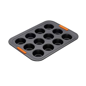 Le Creuset 941013000 Geharde bakvorm met anti-aanbaklaag, plaat met 12 vormpjes en diepe bakjes voor muffins, zwart, 30…
