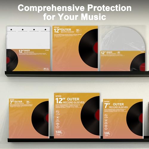 GPXIIZ Vinyl Sleeves Outer 12 Inch | 50x Crystal Clear Record Sleeves | 3 Mil Thick | Acid-Free & High-Density Polypropylene | Plastic Protective Vinyl Album Covers for 12" Single Double Albums & LPs