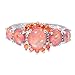 CiNily Rhodium Plated Created Orange Fire Opal Orange Garnet Women Jewelry Gemstone Ring Size 9